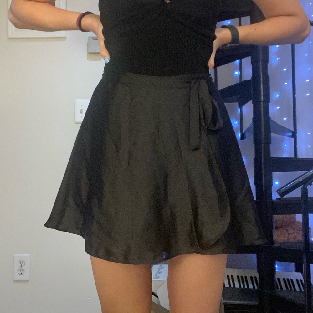 Urban outfitters black satin ballet wrap skirt
